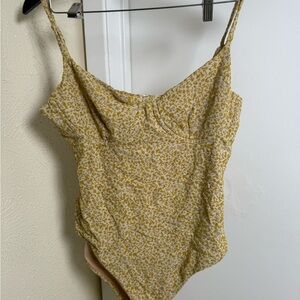 Vintage Floral Yellow One-Piece Swimsuit